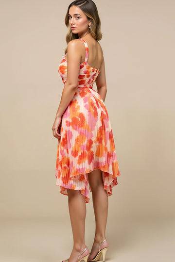 Robe d’été à une épaule imprimée A Line Sunset